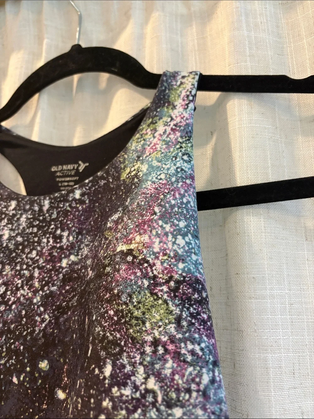 Old Navy Girls PowerSoft Longline Sports Bra Galaxy Splatter Top Size L (10-12)